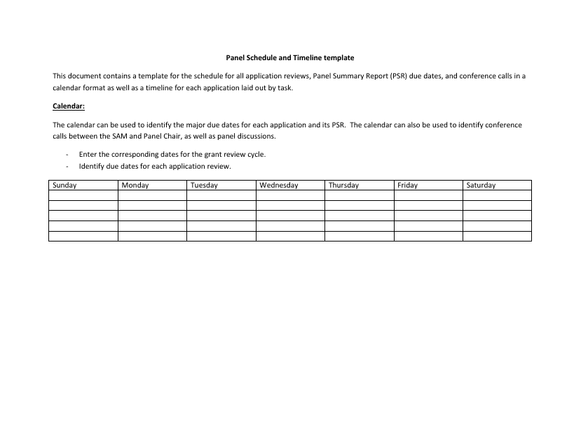 Panel Schedule and Timeline Template - A comprehensive and organized document for effectively managing project panel schedules and timelines.