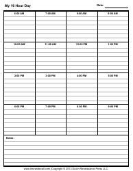 Document preview: My 16 Hour Day Schedule Template
