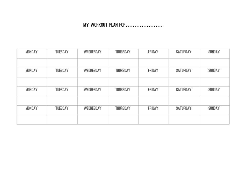 Monthly Workout Planner Template