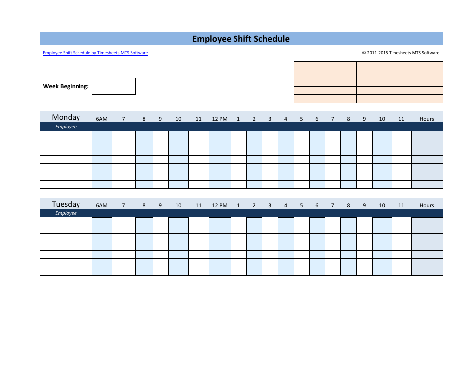 Employee Shift Schedule Template, Page 1