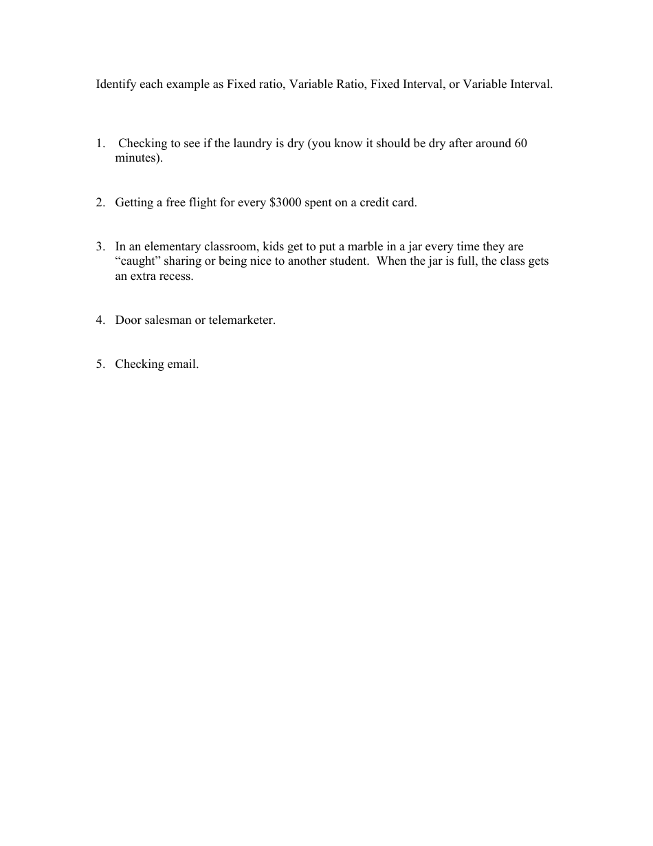 Schedules Of Reinforcement Worksheet