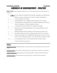 Schedules of Reinforcement Practice Worksheet - Mr. Schuster, Southwest High School