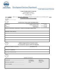 Document preview: Code Enforcement Inquiry - City of Chula Vista, California