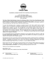 Business License Roster for Construction Projects - City of Chula Vista, California