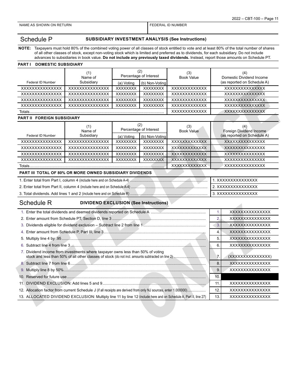 Form CBT-100 New Jersey Corporation Business Tax Return - New Jersey, Page 12