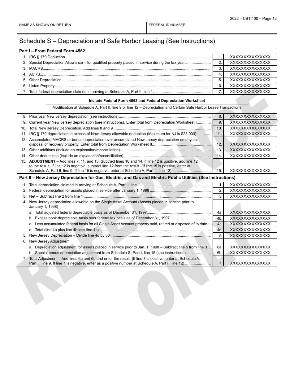 Form CBT-100 New Jersey Corporation Business Tax Return - New Jersey, Page 13