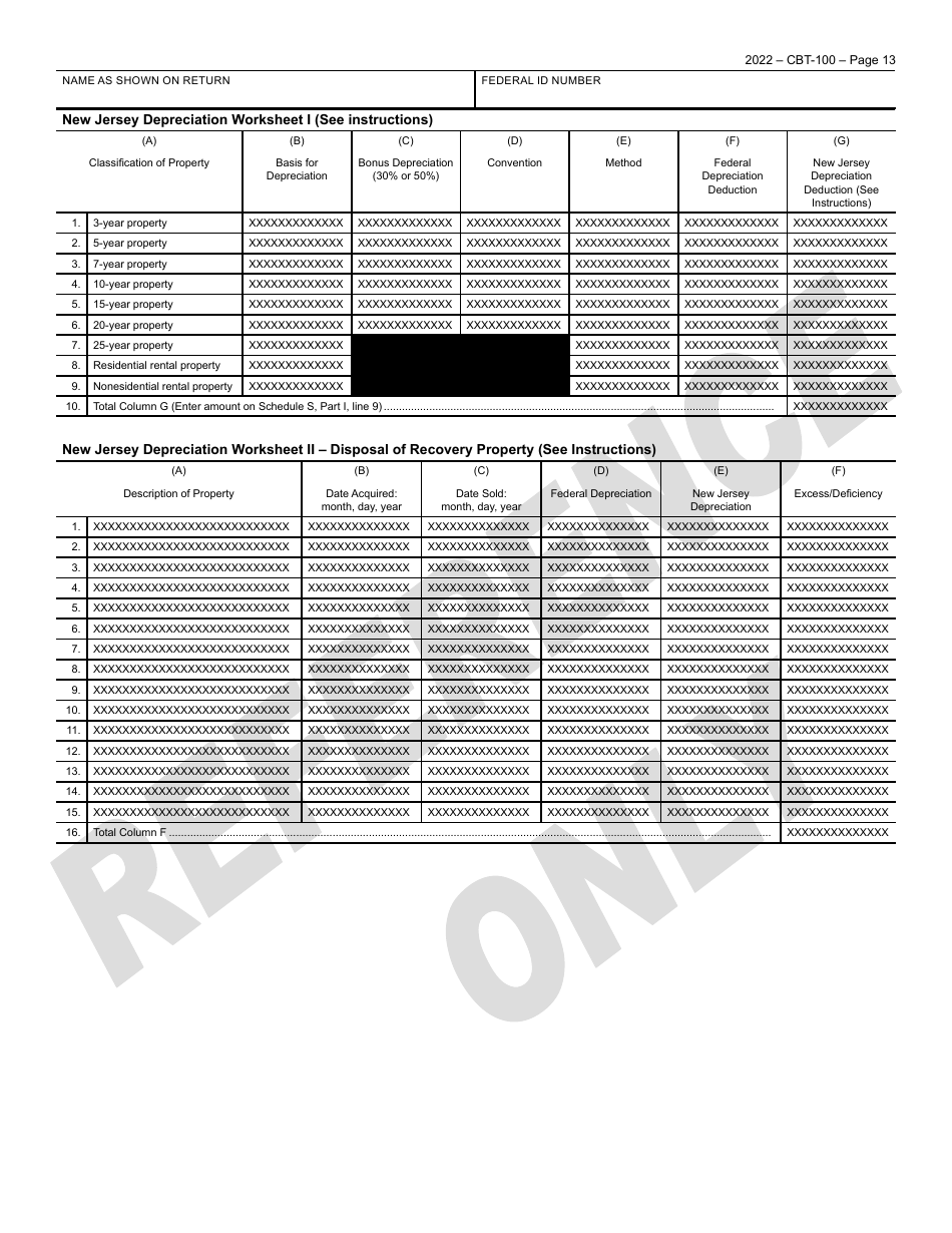 Form CBT-100 New Jersey Corporation Business Tax Return - New Jersey, Page 14