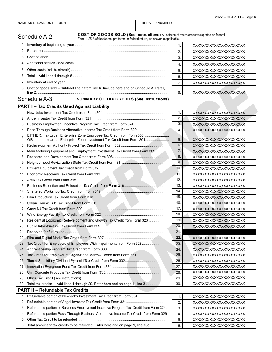 Form CBT-100 New Jersey Corporation Business Tax Return - New Jersey, Page 7