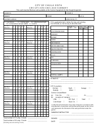 Document preview: Circuit Card and Load Summary - City of Chula Vista, California