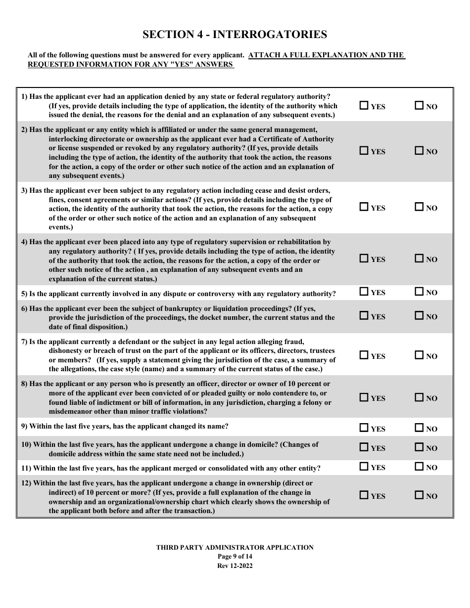 Application to Act as a Third Party Administrator in the State of Louisiana - Louisiana, Page 9