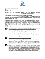 Document preview: Residential in-Fill Grading Waiver Affidavit - City of Dallas, Texas