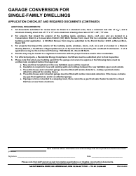 Garage Conversion for Single-Family Dwellings Application Checklist - City of Dallas, Texas, Page 2