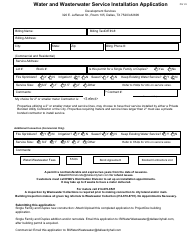 Document preview: Water and Wasterwater Service Installation Application - City of Dallas, Texas