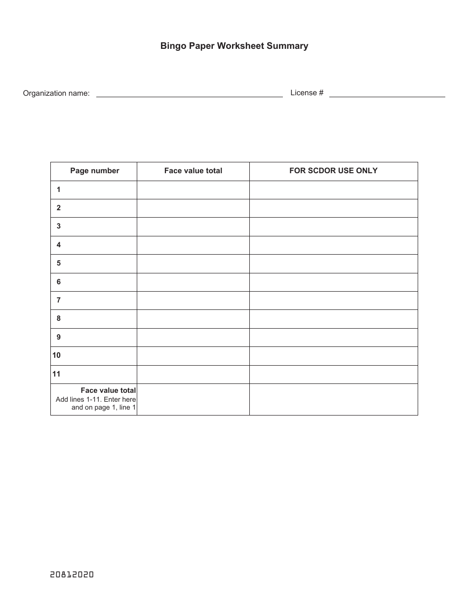 Form FS-92 Bingo Card Refund Request - South Carolina, Page 2