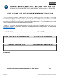 Document preview: Lead Service Line Replacement Final Certification - Illinois