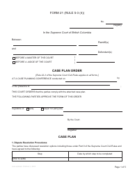 Document preview: Form 21 Case Plan Order - British Columbia, Canada