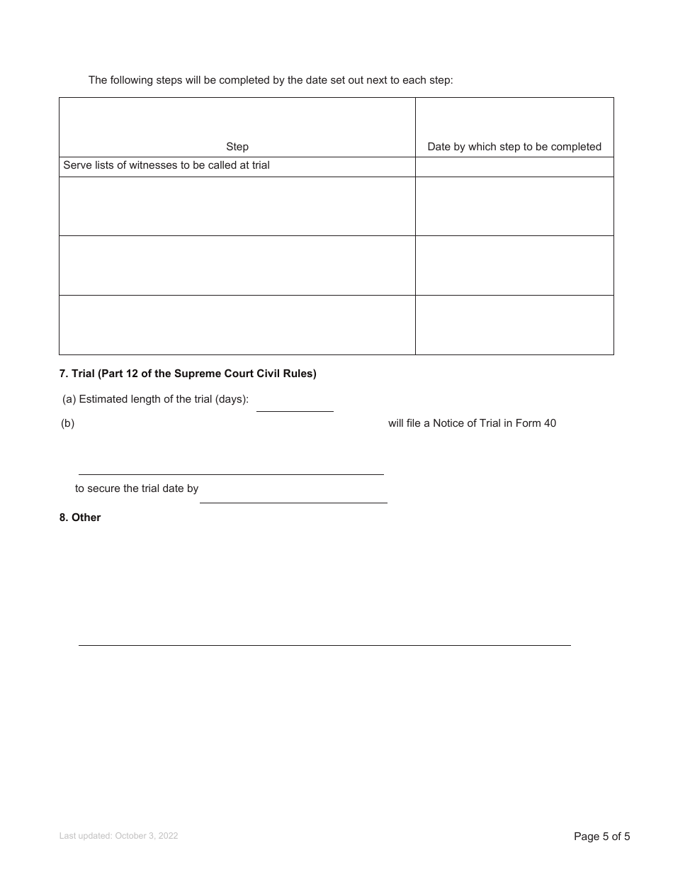 Form 21 Case Plan Order - British Columbia, Canada, Page 5