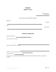 Document preview: Form 38 Security for Receiver - British Columbia, Canada