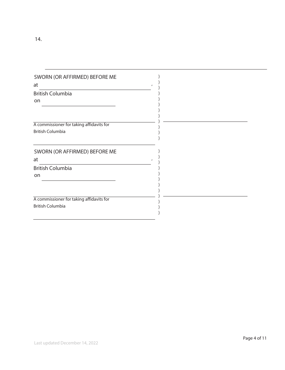 Form F37 Child Support Affidavit - British Columbia, Canada, Page 4