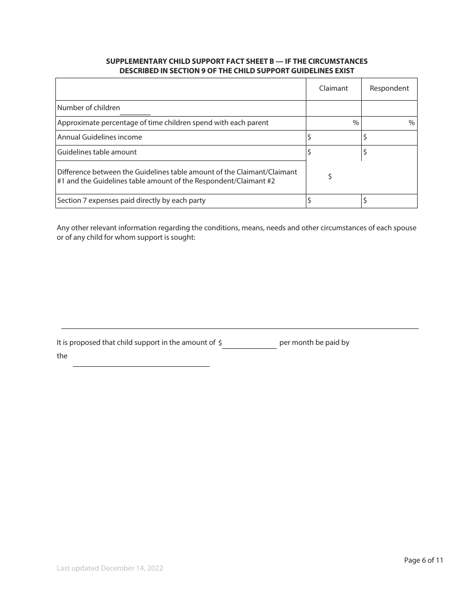 Form F37 Child Support Affidavit - British Columbia, Canada, Page 6