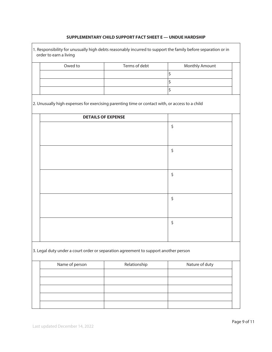 Form F37 Child Support Affidavit - British Columbia, Canada, Page 9