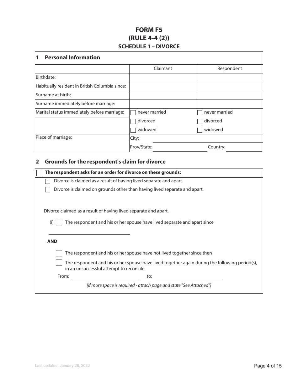 Form F5 Counterclaim - British Columbia, Canada, Page 4