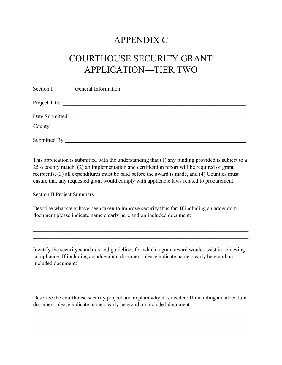 Appendix C Courthouse Security Grant Application - Tier Two - South Dakota, Page 1