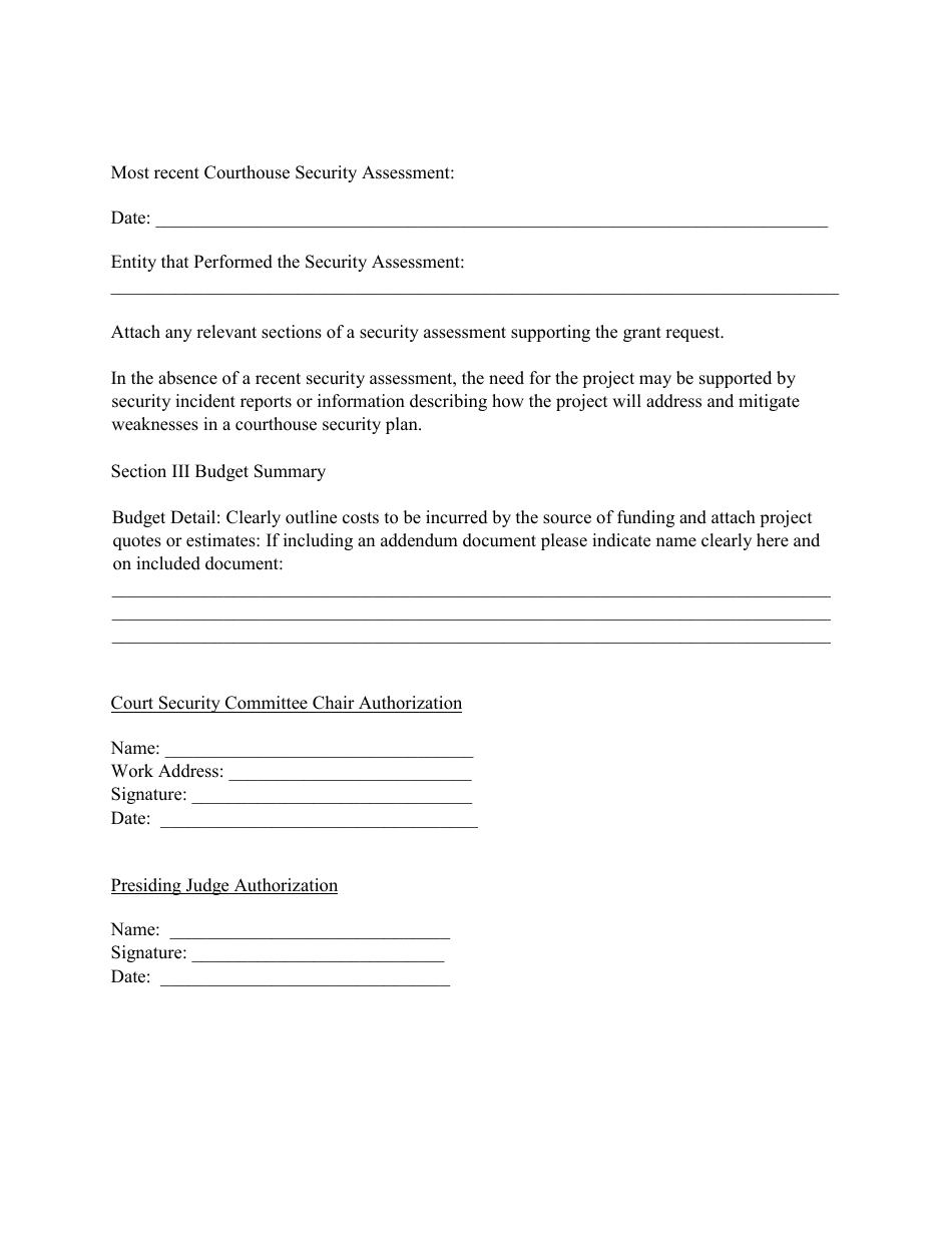 Appendix C Courthouse Security Grant Application - Tier Two - South Dakota, Page 2