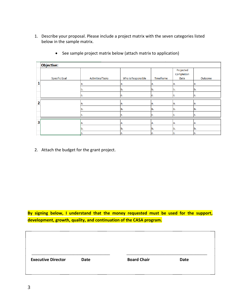 Casa Grant Application - Additional Funding - South Dakota, Page 3