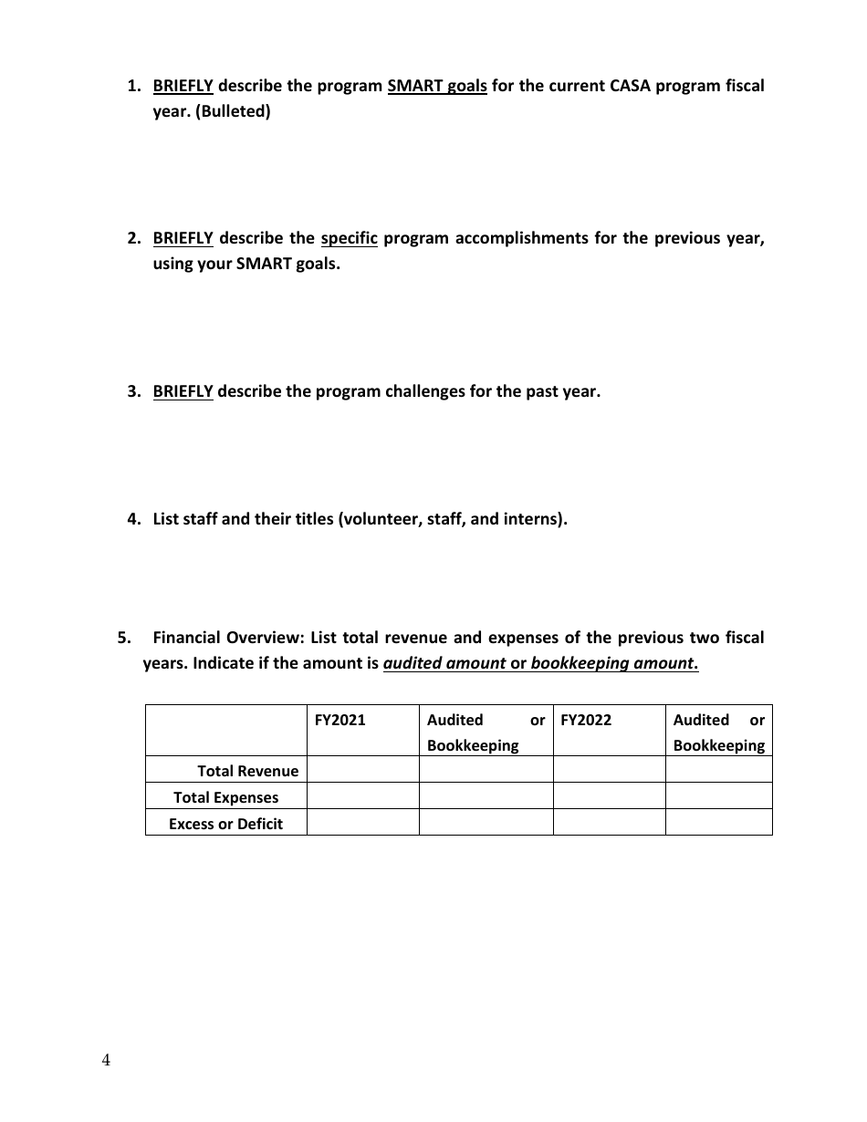 Casa Grant Application Form - South Dakota, Page 4