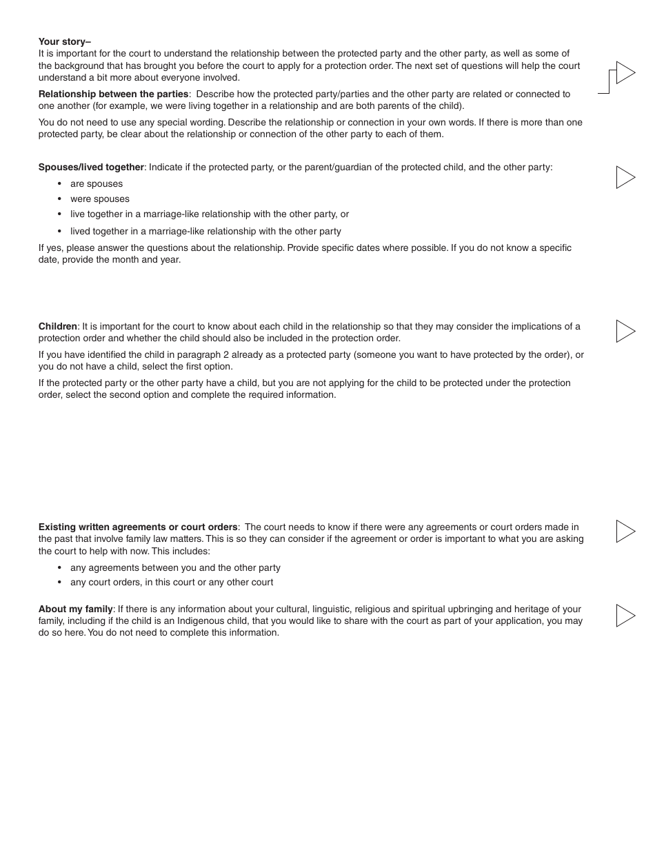 Form 12 (PFA720) Application About a Protection Order - British Columbia, Canada, Page 11