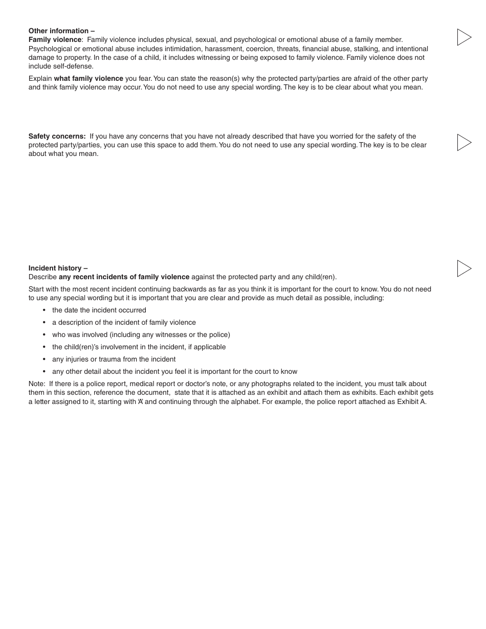 Form 12 (PFA720) Application About a Protection Order - British Columbia, Canada, Page 15