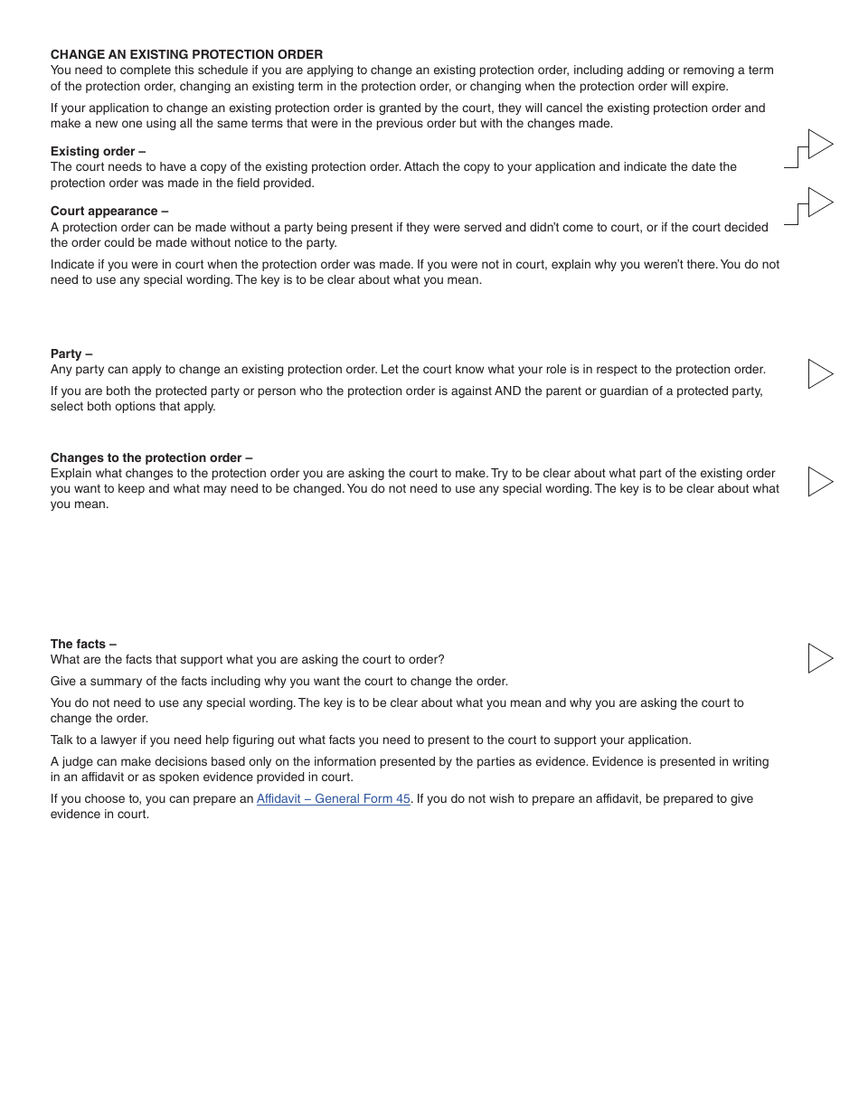 Form 12 (PFA720) Application About a Protection Order - British Columbia, Canada, Page 17