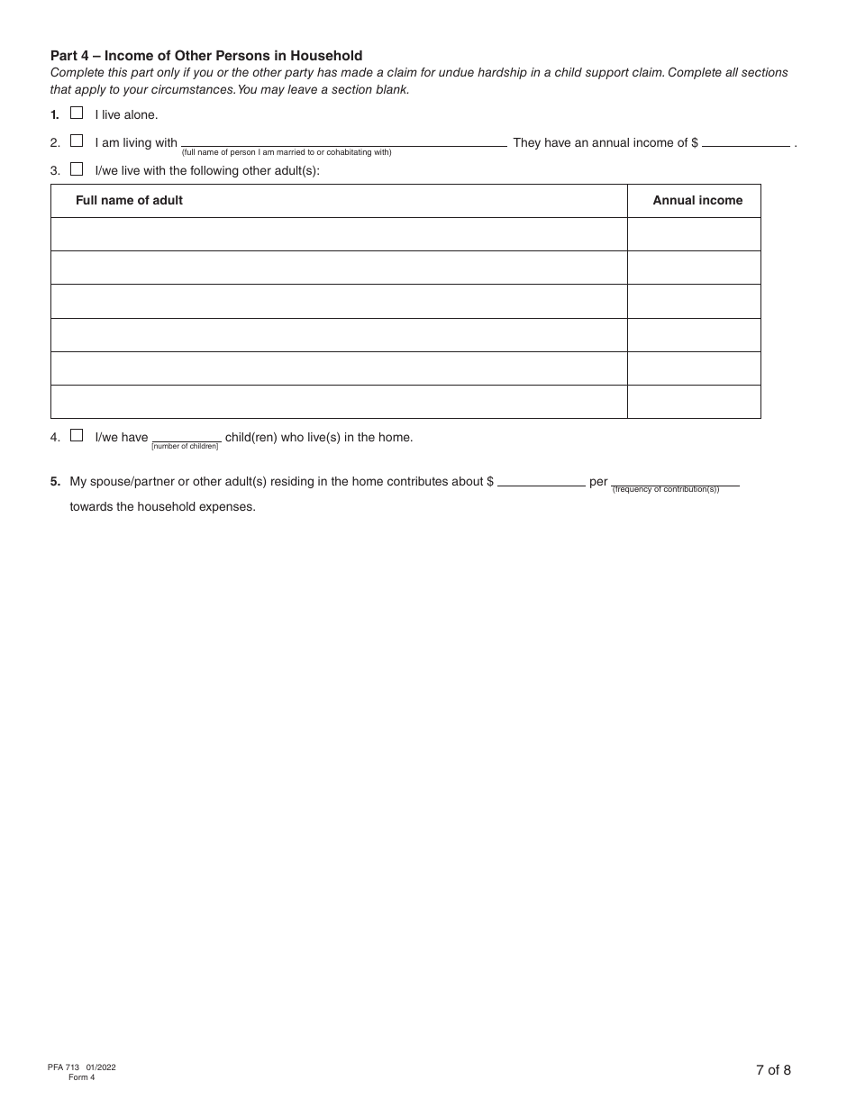 Form PFA713 (4) Financial Statement - British Columbia, Canada, Page 16