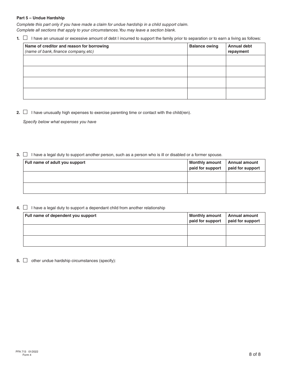 Form PFA713 (4) Financial Statement - British Columbia, Canada, Page 18