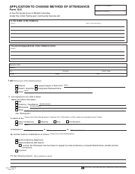 Document preview: Form 10.5 (PFA771) Application to Change Method of Attendance - British Columbia, Canada