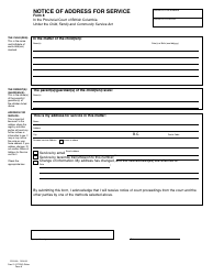 Document preview: CFCSA Form 8 (PFA900) Notice of Address for Service - British Columbia, Canada
