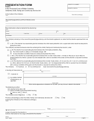 Document preview: Form 1 Presentation Form - British Columbia, Canada