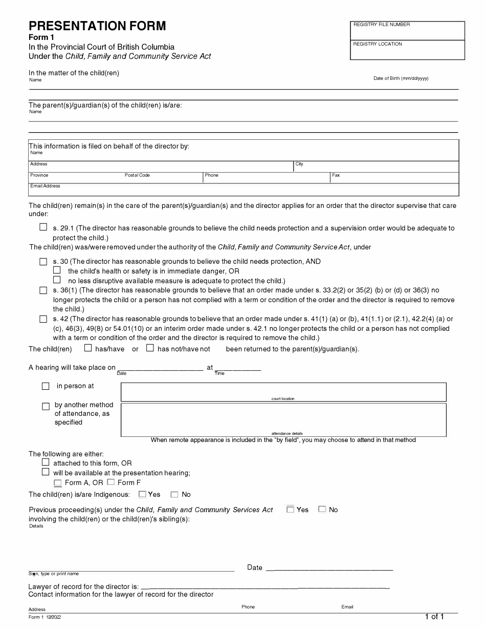 Form 1 - Fill Out, Sign Online and Download Fillable PDF, British ...