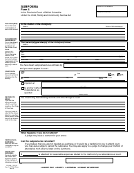 CFCSA Form 4 (PFA896) Subpoena - British Columbia, Canada, Page 3