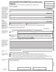 Document preview: Form 36 (SCL055) Application for Exemption (Civil Resolution Tribunal) - British Columbia, Canada