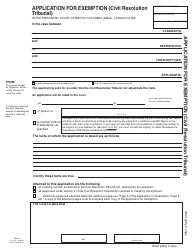 Form 36 (SCL055) Application for Exemption (Civil Resolution Tribunal) - British Columbia, Canada, Page 3