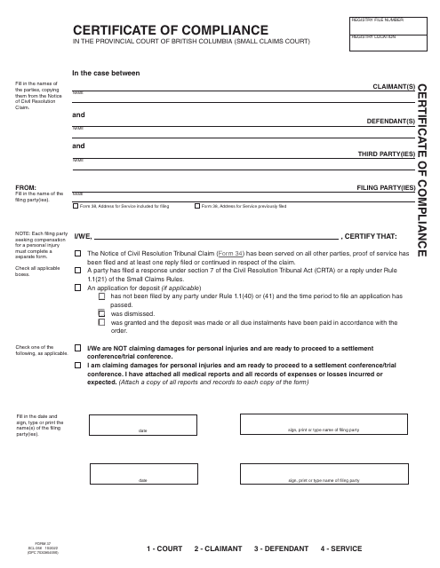 Form 37 (SCL056)  Printable Pdf