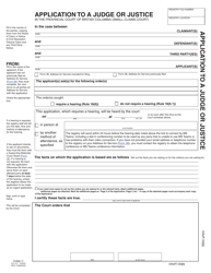 Form 17 (SCL017) Application to a Judge or Justice - British Columbia, Canada, Page 3