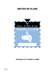 SCR Form 1 (SCL001) Notice of Claim - British Columbia, Canada