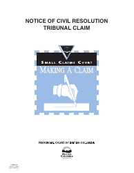 Document preview: SCR Form 34 (SCL053) Notice of Civil Resolution Tribunal Claim - British Columbia, Canada