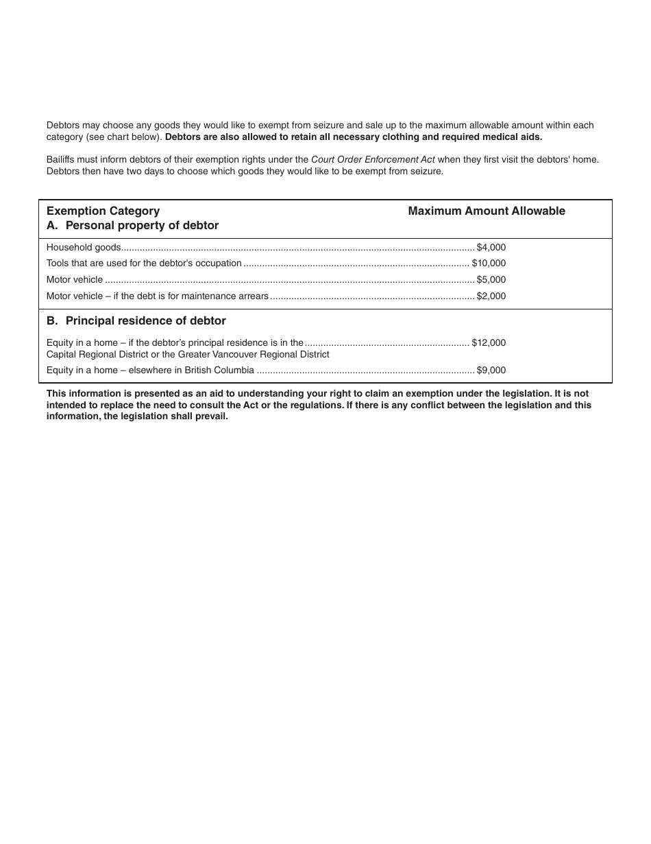 SCR Form 11 (SCL011) Order for Seizure and Sale - British Columbia, Canada, Page 4
