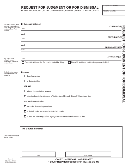 SCR Form 23 (SCL042)  Printable Pdf