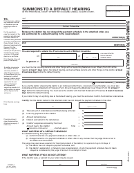 SCR Form 14 (SCL014) Summons to a Default Hearing - British Columbia, Canada, Page 2