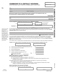 SCR Form 14 (SCL014) Summons to a Default Hearing - British Columbia, Canada, Page 3